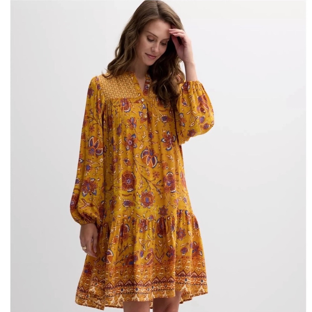 Farmers Market womens mix print bohemian dress size small NWT